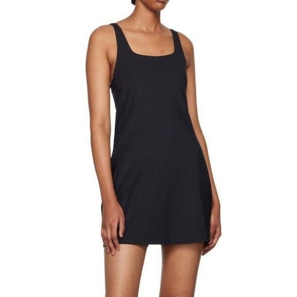 girlfriend collective Dresses & Skirts - Girlfriend Collective Black Midnight Tommy Pickleball Unitard Dress Sz S NEW
